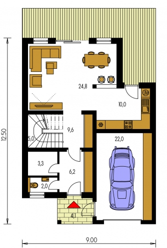 Mirror image | Floor plan of ground floor - PORTO 22